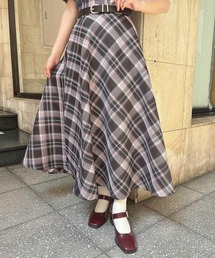 an another angelus | ベルト付きチェックフレアースカート(スカート)