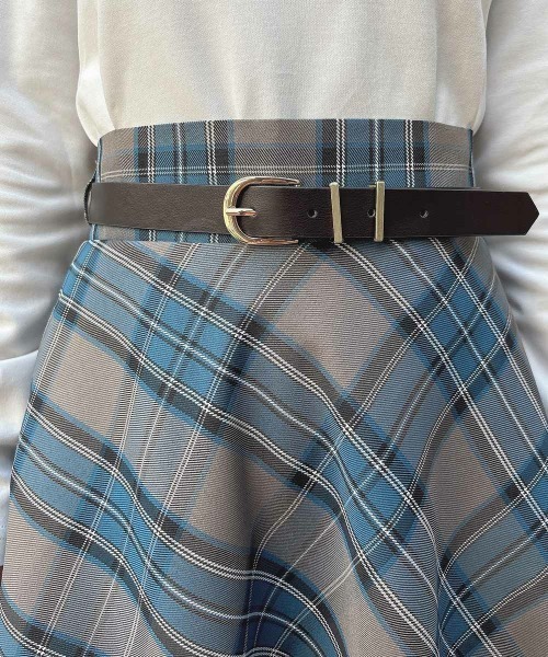 an another angelus(アンアナザーアンジェラス)の「【2サイズ展開】ベルト付きチェックフレアースカート/ananotherangelus(スカート・レディース・ブラウン/ブルーグリーン・1/2)」の8枚目の写真