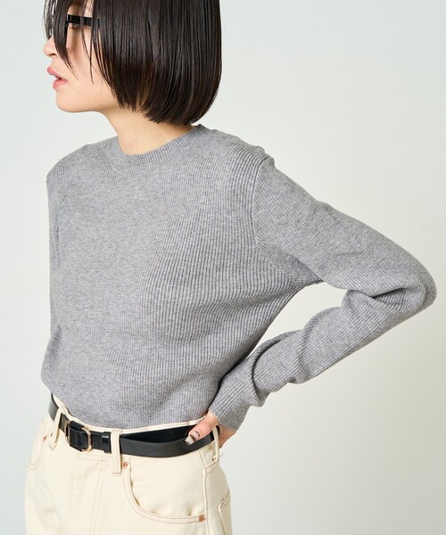 セール】限定展開 吸湿発熱 リブ クルーネック ニット プルオーバー