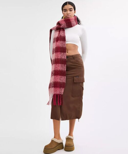 coach ローズカラーチェックマフラー⚠️人気商品早い者勝ち⚠️ coach ローズカラーチェックマフラー⚠️人気商品早い者勝ち