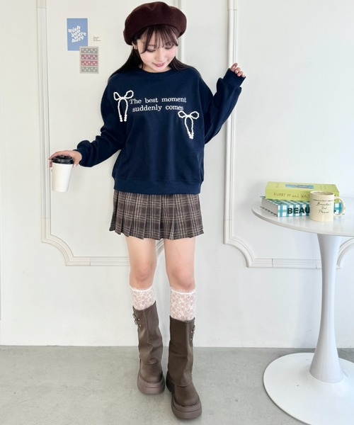 SOLLON.(ソルロン)の「パールリボンロゴプルオーバー(スウェット・レディース・グレー/ネイビー・FREE)」の7枚目の写真
