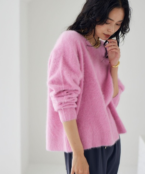 美品　バンヤードストーム　カシミヤ混　ウールオーバーサイズニット　ピンク 美品】 バンヤードストーム カシミヤ混 ウールオーバーサイズ