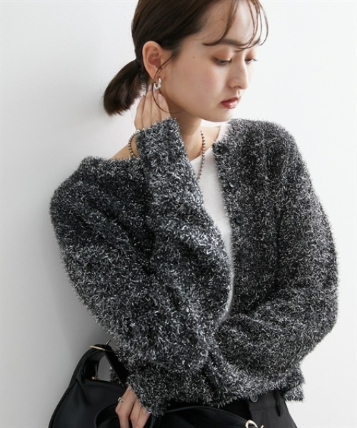nissen(ニッセン)の「【販売終了】ラメニットクルーネックショート丈カーディガン(カーディガン/ボレロ・レディース・ブルーグレー/ブラック系・S/M/L/LL)」の17枚目の写真