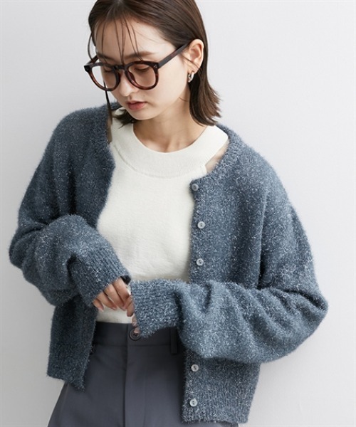 nissen(ニッセン)の「【販売終了】ラメニットクルーネックショート丈カーディガン(カーディガン/ボレロ・レディース・ブルーグレー/ブラック系・S/M/L/LL)」の15枚目の写真