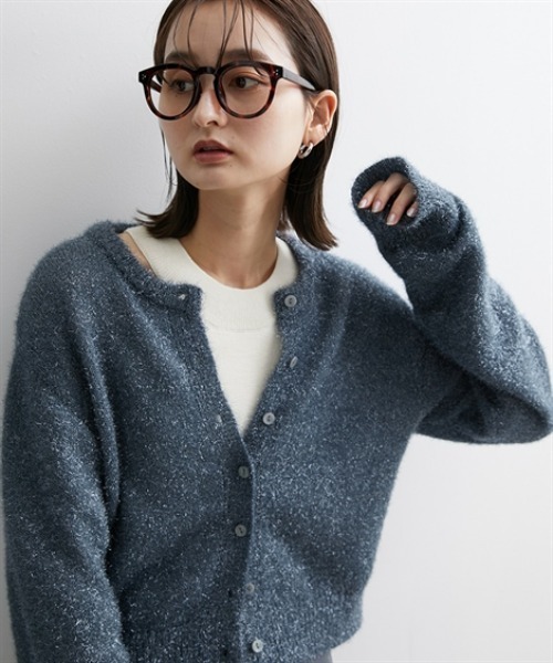 nissen(ニッセン)の「【販売終了】ラメニットクルーネックショート丈カーディガン(カーディガン/ボレロ・レディース・ブルーグレー/ブラック系・S/M/L/LL)」の16枚目の写真