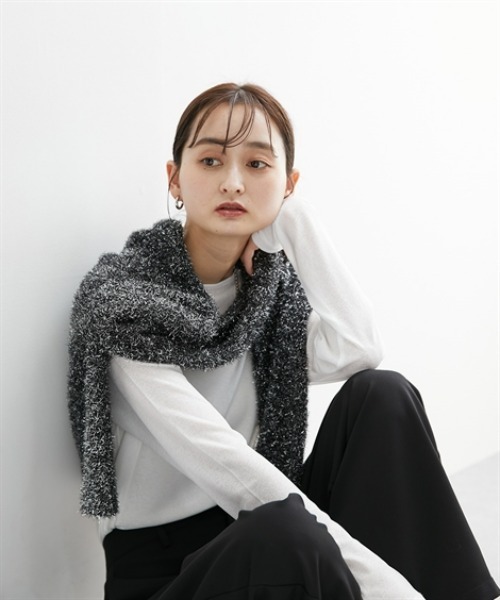 ラメニットクルーネックショート丈カーディガン（カーディガン/ボレロ