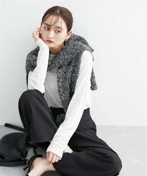 セール】ラメニットクルーネックショート丈カーディガン（カーディガン