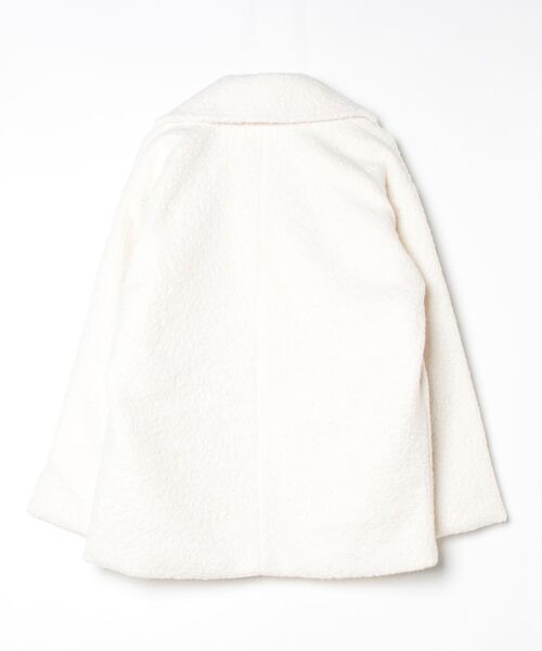 Per sist ence（パーシエンス）の「ビックカラーブークレミドル丈オーバーサイズジャケット（テーラードジャケット・レディース・オフホワイト/グレー系/ブラック・FREE）」の4枚目の写真