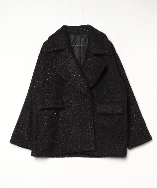 ダークグレー オーバーサイズジャケット セール】ビックカラーブークレミドル丈オーバーサイズジャケット