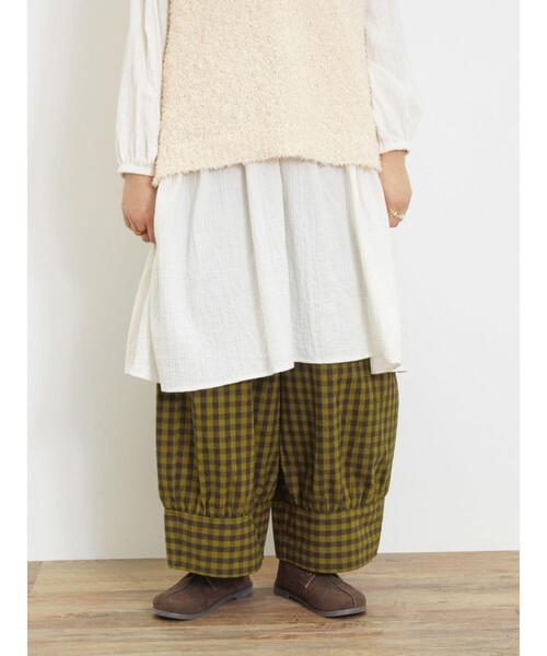 Samansa Mos2(サマンサ モスモス)の「柄アソート裾切替ワイドパンツ(その他パンツ・レディース・ブラウン/モカ/ベージュ/ブラック・F)」の2枚目の写真