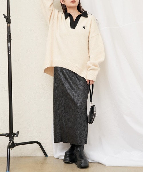 RAY CASSIN(レイカズン)の「【WEB限定 リバイバル】スキッパーポロ刺繍ニット(ニット/セーター・レディース・ホワイト系その他2/レッド/チャコールグレー/ブラウン系その他2・FREE)」の6枚目の写真