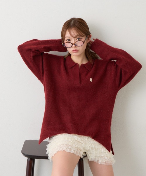 セール】【WEB限定 リバイバル】スキッパーポロ刺繍ニット（ニット