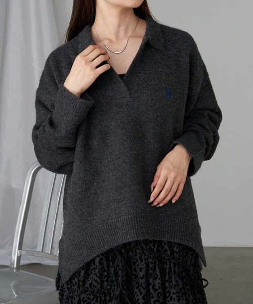 RAY CASSIN(レイカズン)の「【WEB限定 リバイバル】スキッパーポロ刺繍ニット(ニット/セーター・レディース・ホワイト系その他2/レッド/チャコールグレー/ブラウン系その他2・FREE)」の11枚目の写真