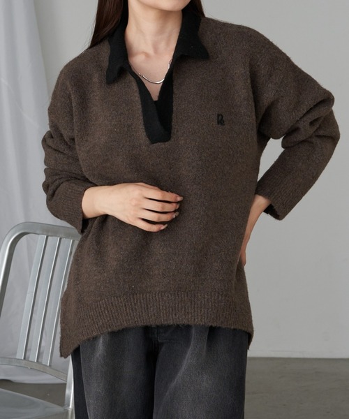 RAY CASSIN(レイカズン)の「【WEB限定 リバイバル】スキッパーポロ刺繍ニット(ニット/セーター・レディース・ホワイト系その他2/レッド/チャコールグレー/ブラウン系その他2・FREE)」の8枚目の写真