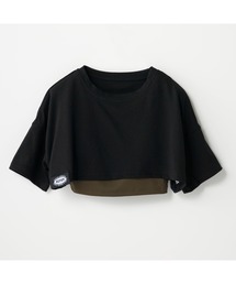 repipi armario/レピピアルマリオ キッズ パッド付き 編み上げ バックスタイル キャミブラ ショート丈 半袖 Tシャツ セットアイテム