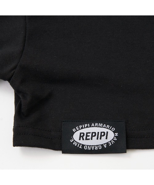 repipi armario（レピピ アルマリオ）の「repipi armario/レピピアルマリオ キッズ パッド付き 編み上げ バックスタイル キャミブラ ショート丈 半袖 Tシャツ セットアイテム（Tシャツ/カットソー・キッズ・ホワイト/ブラック・140cm/160cm/170cm/150cm）」の4枚目の写真