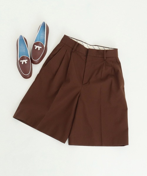 CHILD WOMAN(チャイルドウーマン)の「強撚ツイル マーベルトハーフパンツ(その他パンツ・レディース・ネイビー/ブラウン/ブラウン系その他・36/38)」の2枚目の写真