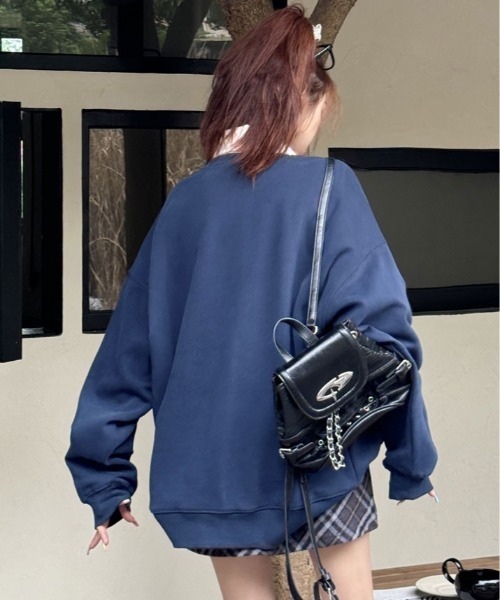 kirakiraShop(キラキラショップ)の「レトロ リボン スウェット プルオーバー(スウェット・レディース・ネイビー/ホワイト・FREE)」の11枚目の写真