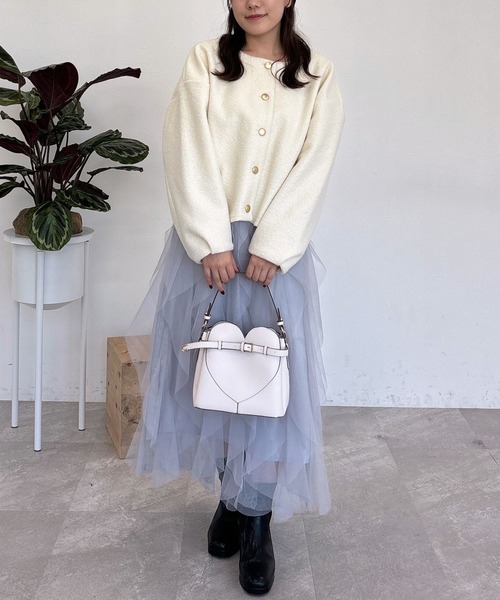 mysty woman（ミスティウーマン）の「金ボタンノーカラーカーディガン 289330（カーディガン/ボレロ・レディース・オフホワイト/ブラック/ライトグレー・FREE）」の21枚目の写真