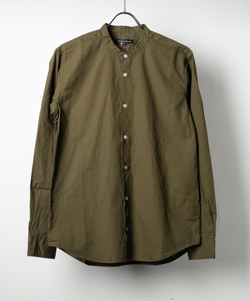 garsonwave（ギャルソンウェーブ）の「日本製洗いざらしコットンブロードノーカラーシャツ ナノファイン加工(GW)（シャツ/ブラウス・メンズ・シルバーグレー/ワインレッド/ライトピンク/ベージュ/ホワイト/ブラック/ネイビー/オリーブ/ブラック系/グリーン・LL/L/M）」の6枚目の写真