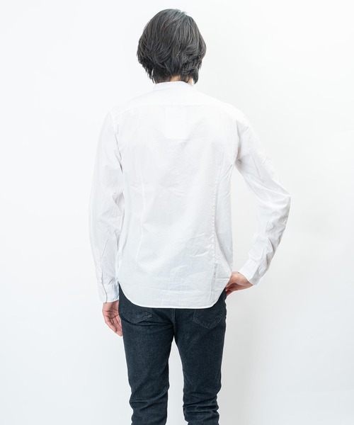 garsonwave（ギャルソンウェーブ）の「日本製洗いざらしコットンブロードノーカラーシャツ ナノファイン加工(GW)（シャツ/ブラウス・メンズ・シルバーグレー/ワインレッド/ライトピンク/ベージュ/ホワイト/ブラック/ネイビー/オリーブ/ブラック系/グリーン・LL/L/M）」の12枚目の写真