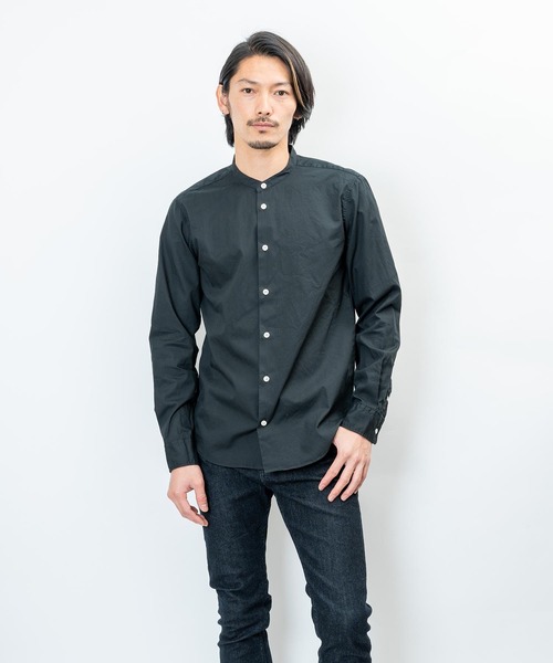 garsonwave（ギャルソンウェーブ）の「日本製洗いざらしコットンブロードノーカラーシャツ ナノファイン加工(GW)（シャツ/ブラウス・メンズ・シルバーグレー/ワインレッド/ライトピンク/ベージュ/ホワイト/ブラック/ネイビー/オリーブ/ブラック系/グリーン・LL/L/M）」の14枚目の写真