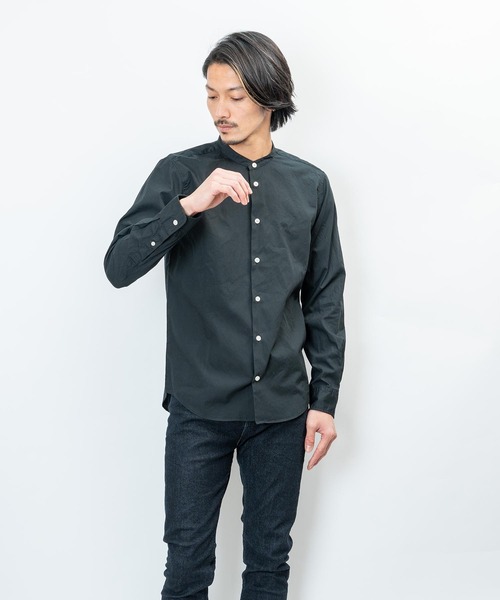 garsonwave（ギャルソンウェーブ）の「日本製洗いざらしコットンブロードノーカラーシャツ ナノファイン加工(GW)（シャツ/ブラウス・メンズ・シルバーグレー/ワインレッド/ライトピンク/ベージュ/ホワイト/ブラック/ネイビー/オリーブ/ブラック系/グリーン・LL/L/M）」の15枚目の写真