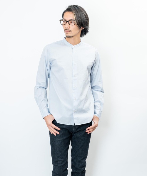 garsonwave（ギャルソンウェーブ）の「日本製洗いざらしコットンブロードノーカラーシャツ ナノファイン加工(GW)（シャツ/ブラウス・メンズ・シルバーグレー/ワインレッド/ライトピンク/ベージュ/ホワイト/ブラック/ネイビー/オリーブ/ブラック系/グリーン・LL/L/M）」の18枚目の写真