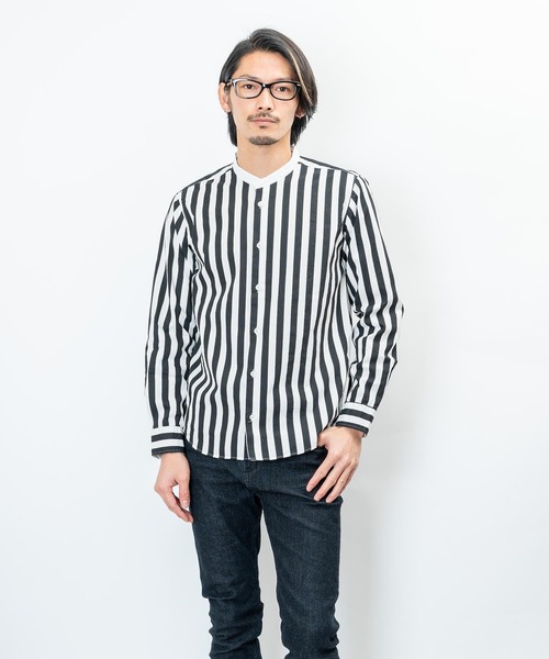 garsonwave（ギャルソンウェーブ）の「日本製洗いざらしコットンブロードノーカラーシャツ ナノファイン加工(GW)（シャツ/ブラウス・メンズ・シルバーグレー/ワインレッド/ライトピンク/ベージュ/ホワイト/ブラック/ネイビー/オリーブ/ブラック系/グリーン・LL/L/M）」の16枚目の写真