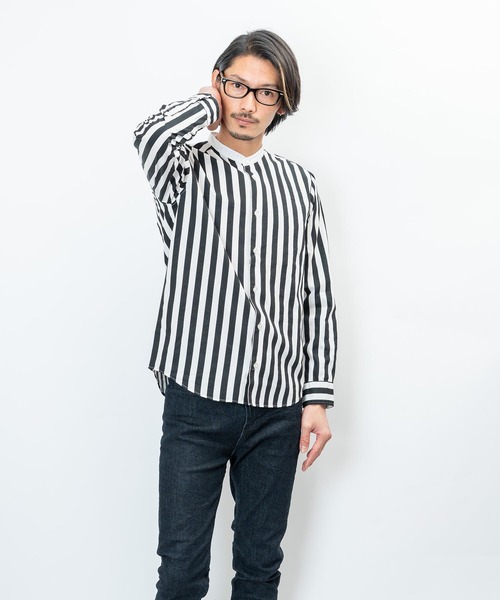 garsonwave（ギャルソンウェーブ）の「日本製洗いざらしコットンブロードノーカラーシャツ ナノファイン加工(GW)（シャツ/ブラウス・メンズ・シルバーグレー/ワインレッド/ライトピンク/ベージュ/ホワイト/ブラック/ネイビー/オリーブ/ブラック系/グリーン・LL/L/M）」の17枚目の写真