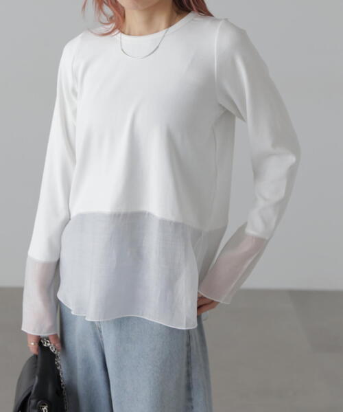 FREE'S MART（フリーズマート）の「[MFM]シアーコンビレイヤードカットソー（Tシャツ/カットソー・レディース・ホワイト/ホワイト系その他/オフホワイト/ホワイト系その他2・FREE）」の9枚目の写真