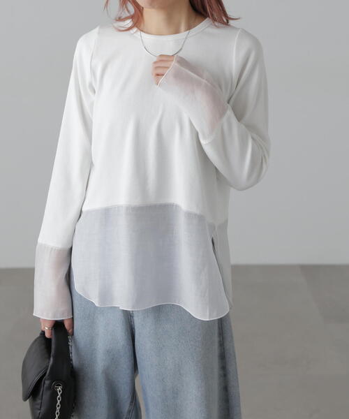 FREE'S MART（フリーズマート）の「[MFM]シアーコンビレイヤードカットソー（Tシャツ/カットソー・レディース・ホワイト/ホワイト系その他/オフホワイト/ホワイト系その他2・FREE）」の10枚目の写真