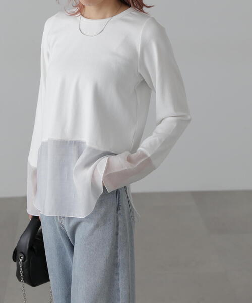 FREE'S MART（フリーズマート）の「[MFM]シアーコンビレイヤードカットソー（Tシャツ/カットソー・レディース・ホワイト/ホワイト系その他/オフホワイト/ホワイト系その他2・FREE）」の11枚目の写真