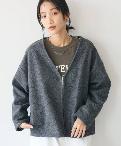 CRAFT STANDARD BOUTIQUE（クラフトスタンダードブティック）の「圧縮ウール風ZIP付きジャケット（ブルゾン・レディース・ベージュ/グレー/チャコールグレー・FREE）」の20枚目の写真