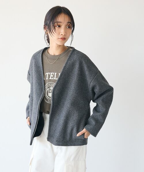 CRAFT STANDARD BOUTIQUE（クラフトスタンダードブティック）の「圧縮ウール風ZIP付きジャケット（ブルゾン・レディース・ベージュ/グレー/チャコールグレー・FREE）」の19枚目の写真