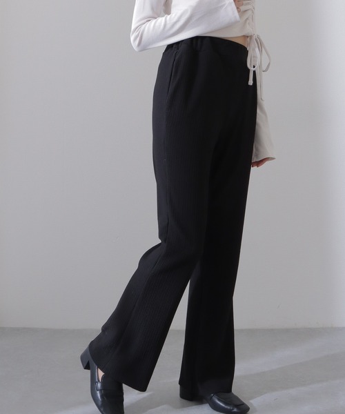 Lace Ladies(レースレディース)の「ソリッドカラー バックゴム ハイウエスト フレア パンツ(スラックス・レディース・ネイビー/ブラック/グリーン/ベージュ・L/M/S)」の7枚目の写真