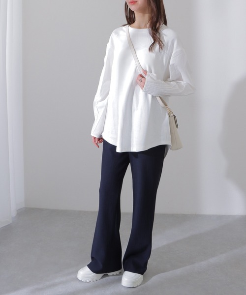 Lace Ladies(レースレディース)の「ソリッドカラー バックゴム ハイウエスト フレア パンツ(スラックス・レディース・ネイビー/ブラック/グリーン/ベージュ・L/M/S)」の12枚目の写真