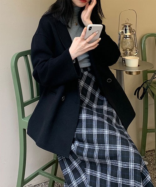 urge:(アージコロン )の「【URGE:】チェック柄 プリント ミモレ丈 スカート(スカート・レディース・ブラック・FREE)」の4枚目の写真