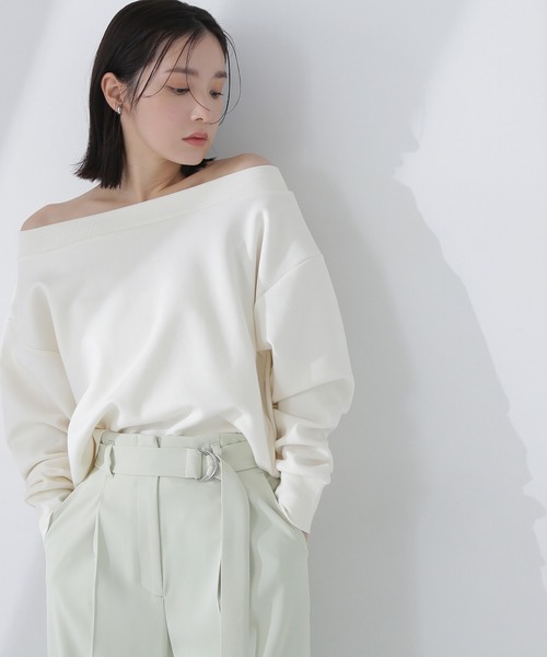 NATURAL BEAUTY BASIC(ナチュラルビューティーベーシック)の「◇ダンボールトップスシリーズ オフショル(Tシャツ/カットソー・レディース・ベージュ/チャコールグレー/オフホワイト・FREE)」の7枚目の写真