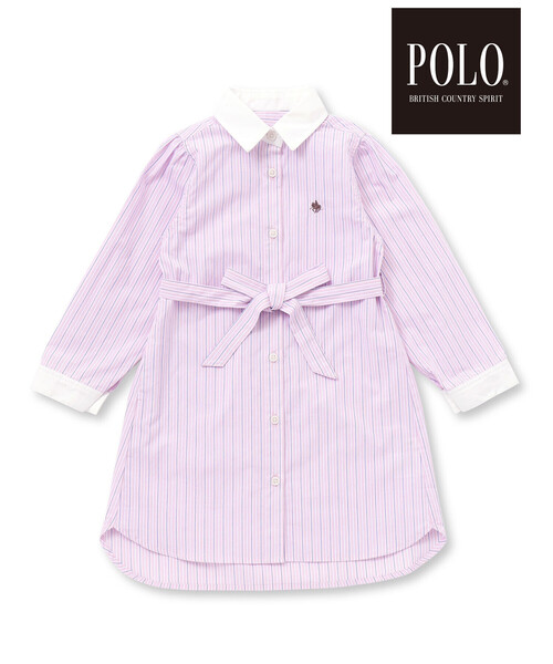SLAP SLIP(スラップスリップ)の「【POLO BCS(ポロ・ビーシーエス)×SLAP SLIPコラボ】【お揃い】ベルト付き襟カフスバイカラーストライプ柄シャツワンピース(80~130cm)(シャツワンピース・キッズ・ピンク系その他/ブルー系その他・80cm/90cm/110cm/100cm/120cm/130cm)」の12枚目の写真