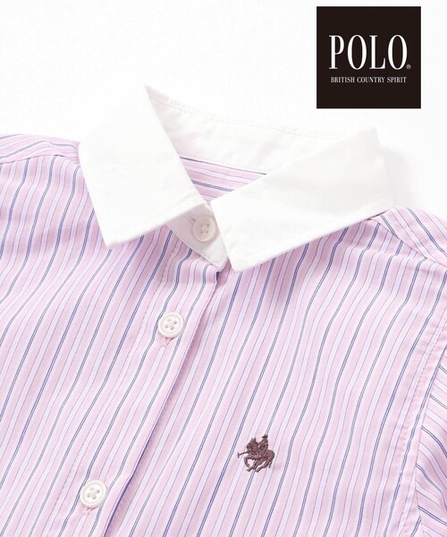 SLAP SLIP(スラップスリップ)の「【POLO BCS(ポロ・ビーシーエス)×SLAP SLIPコラボ】【お揃い】ベルト付き襟カフスバイカラーストライプ柄シャツワンピース(80~130cm)(シャツワンピース・キッズ・ピンク系その他/ブルー系その他・80cm/90cm/110cm/100cm/120cm/130cm)」の10枚目の写真
