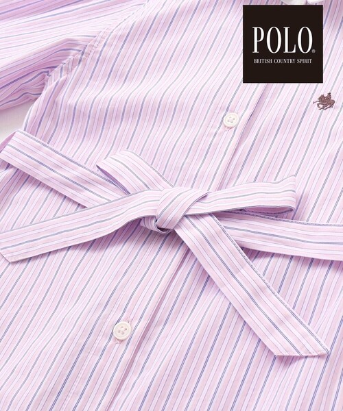 SLAP SLIP(スラップスリップ)の「【POLO BCS(ポロ・ビーシーエス)×SLAP SLIPコラボ】【お揃い】ベルト付き襟カフスバイカラーストライプ柄シャツワンピース(80~130cm)(シャツワンピース・キッズ・ピンク系その他/ブルー系その他・80cm/90cm/110cm/100cm/120cm/130cm)」の9枚目の写真