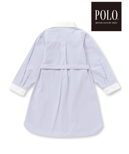 SLAP SLIP(スラップスリップ)の「【POLO BCS(ポロ・ビーシーエス)×SLAP SLIPコラボ】【お揃い】ベルト付き襟カフスバイカラーストライプ柄シャツワンピース(80~130cm)(シャツワンピース・キッズ・ピンク系その他/ブルー系その他・80cm/90cm/110cm/100cm/120cm/130cm)」の3枚目の写真