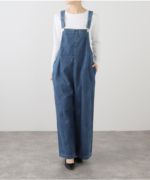 La TOTALITE(ラトータリテ)の「【洗える】Munich/ミューニック スラブコットンデニムオールインワン(つなぎ/オールインワン・レディース・ブルー/ネイビー・FREE)」の20枚目の写真