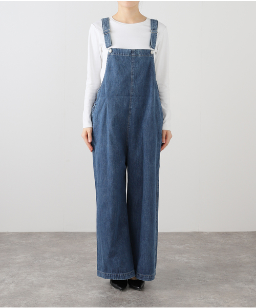 La TOTALITE(ラトータリテ)の「【洗える】Munich/ミューニック スラブコットンデニムオールインワン(つなぎ/オールインワン・レディース・ブルー/ネイビー・FREE)」の21枚目の写真
