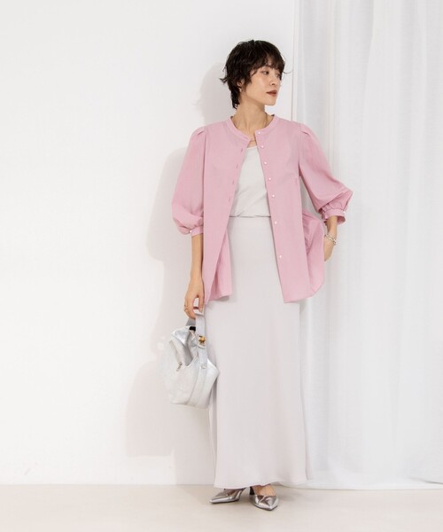 NOLLEY’S(ノーリーズ)の「ちりめんタイプライター2WAYギャザーブラウス(シャツ/ブラウス・レディース・ネイビー/オフホワイト/ピンク・38)」の19枚目の写真