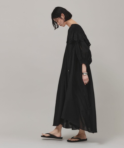 Curensology（カレンソロジー）の「Curensology(カレンソロジー)/ハンドスモッキングワンピース（ワンピース・レディース・ブラック/ホワイト・FREE）」の7枚目の写真