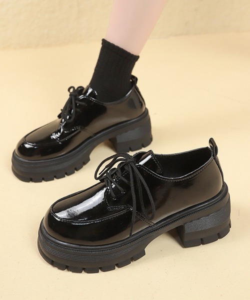 Miniministore（ミニミニストア）の「ローファー レディース 厚底 編み上げ（ローファー・レディース・ブラック系1/ブラック系2・23.5cm/25.0cm/24.0cm/23.0cm/22.5cm/24.5cm）」の7枚目の写真