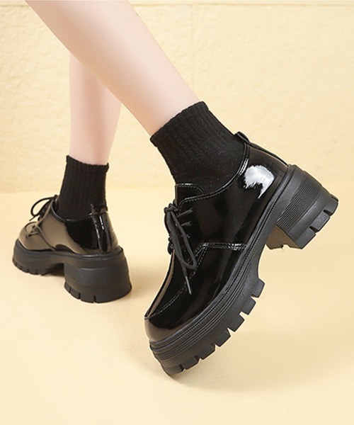 Miniministore（ミニミニストア）の「ローファー レディース 厚底 編み上げ（ローファー・レディース・ブラック系1/ブラック系2・23.5cm/25.0cm/24.0cm/23.0cm/22.5cm/24.5cm）」の8枚目の写真