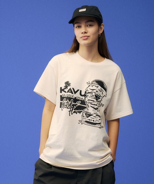 KAVU(カブー)の「KAVU/カブー Burger Tee/バーガーティー(Tシャツ/カットソー・メンズ・ホワイト/ナチュラル/ネイビー/ロイヤルブルー・MEDIUM/LARGE/X-LARGE)」の2枚目の写真